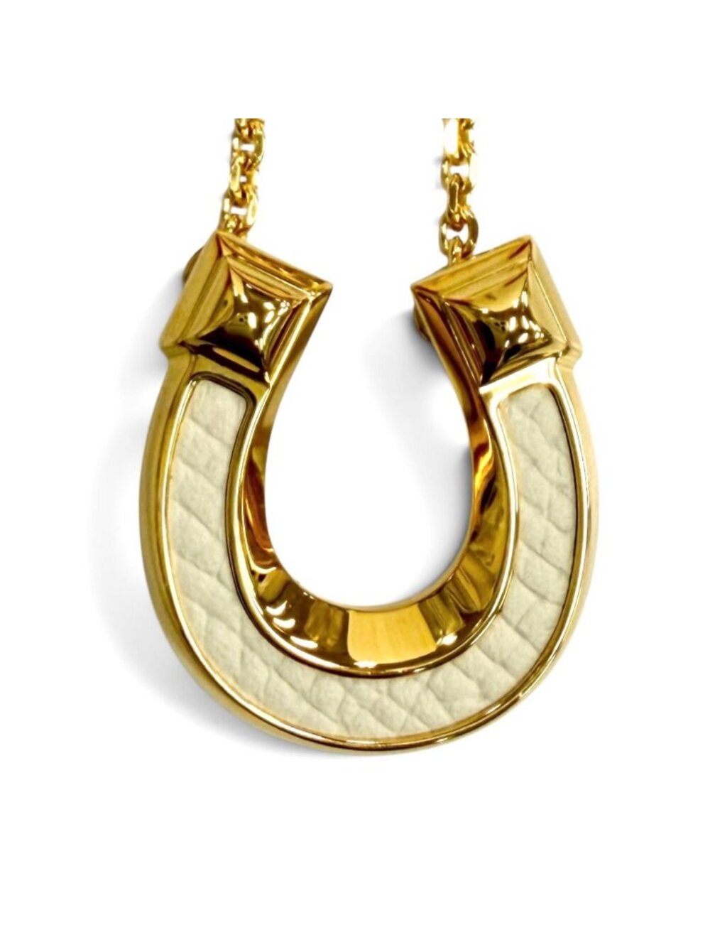 Hermes Joquette PM Gold Pendant White